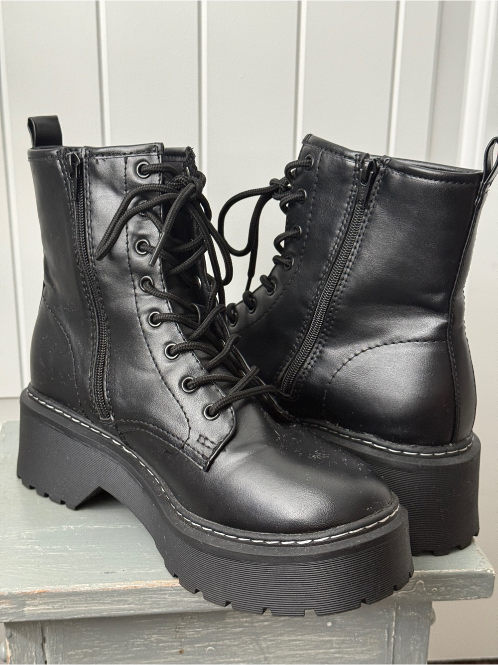 Wild Fable Women's Platform Logan Lug Combat Boots Black Size 11 - Picture 7 of 10